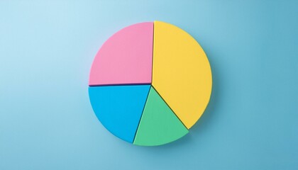 Obraz premium Pie chart with different colors representing market share, with each sector shown proportionately in size