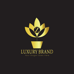 Letter luxury gold logo concept brand logo design with a royal gold crown emblem and elegant typography
