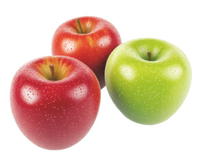 Vibrant Red and Green Apples: A Fresh and Healthy Fruit Display , isolated on white background PNG
