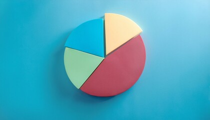 Obraz premium Pie chart with different colors representing market share, with each sector shown proportionately in size