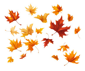 Obraz premium Autumn Leaves Falling in the Wind: A Stunning Nature Scene , isolated on white background PNG