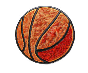 Fototapeta premium Embroidered Basketball Patch - Vibrant Orange and Red Design , isolated on white background PNG