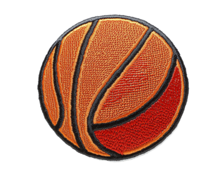 Embroidered Basketball Patch - Vibrant Orange and Red Design , isolated on white background PNG