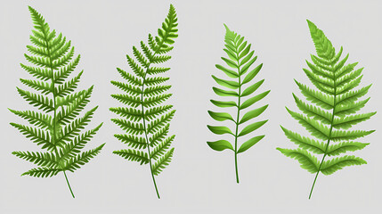 Fern leaf set isolated on transparent background - nature, garden, jungle design element png cutout collection. Leafglow. Illustration