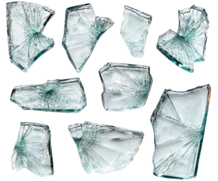 Shattered Glass Fragments: A Delicate Dance of Destruction , isolated on white background PNG