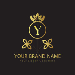 Letter luxury gold logo concept brand logo design with a royal gold crown emblem and elegant typography
