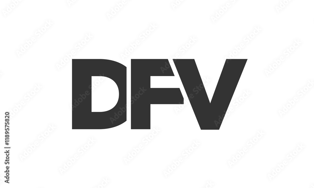 Poster dfv logo design template with strong and modern bold text. initial based vector logotype featuring s