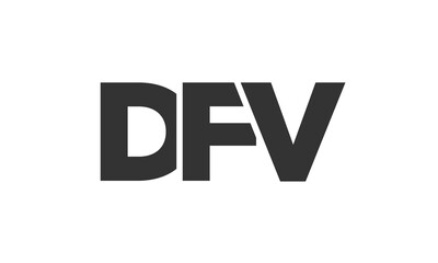DFV logo design template with strong and modern bold text. Initial based vector logotype featuring simple and minimal typography. Trendy company identity.