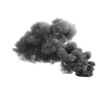 Dramatic Smoke Cloud, A Visual Representation of Environmental Pollution , isolated on white background PNG