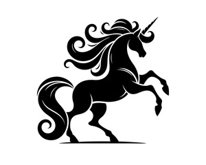 Unicorn silhouette. Clipart image isolated on background.