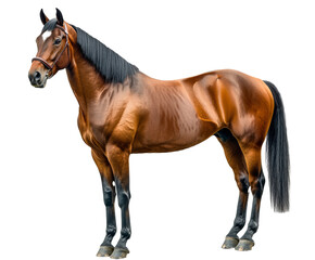 Obraz premium Majestic Brown Horse in Full Detail - A Stunning Equestrian Portrait , isolated on white background PNG