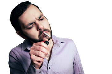 Man smoking a cigarette closeup