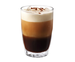 Layered Iced Coffee Drink with a Touch of Chocolate , isolated on white background PNG
