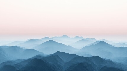 Fototapeta premium Serene Blue Mountain Range at Dawn - Peaceful Landscape
