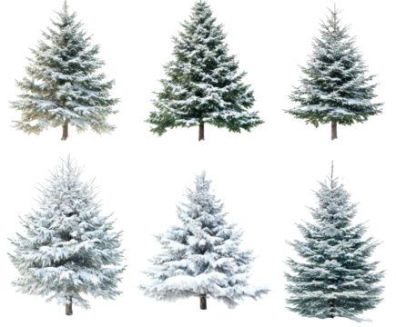 Winter Wonderland: Snow-Covered Christmas Trees , isolated on white background PNG