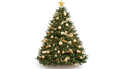 decorated christmas tree on white background