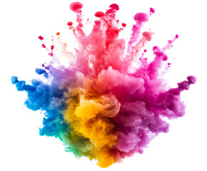 Fototapeta premium Stunning Rainbow Ink Explosion - A Colorful Abstract Art , isolated on white background PNG
