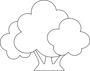 Bush, a simple image of a plant - a vector linear picture for a children's coloring book, a sign or a logo. Outline. Bush, stylized black and white image for coloring book, icon or sign	