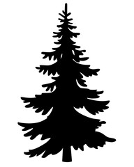 Big Spruce, coniferous evergreen tree - vector silhouette picture for logo il pictogram. Christmas tree is a large tree, a stylized image of a plant for an icon or sign.