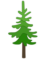 Spruce, coniferous evergreen tree - vector full-color image. Christmas tree, stylized image of a plant.	