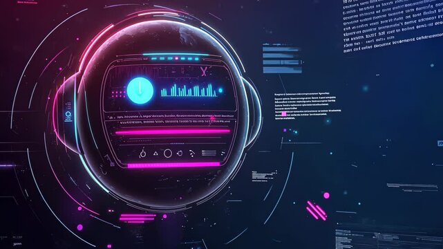Digital chatbot AI interface displaying advanced features and interactive elements with vibrant design, Chatbot AI in digital form, smart application interface, futuristic