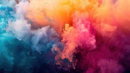 Naklejka premium a vibrant abstract explosion of colors and shapes resembling a psychedelic trip, white space in the center of the page for text, dynamic and energetic hues against a dark