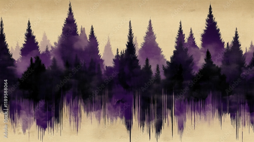 Poster abstract art design. purple, beige textured pattern. layered effects create visual impact. forest sc