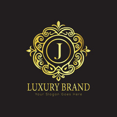 Letter Luxury brand logo design with a royal gold crown emblem and elegant typography
