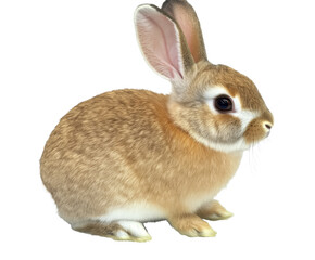Obraz premium Adorable Baby Brown Bunny - A Precious Fluffy Pet , isolated on white background PNG