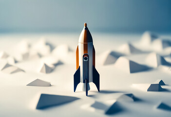 rocket against gradient simple blurry background ideal to add text