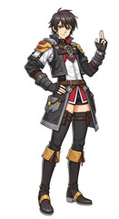 Anime Male Character Illustration Fantasy Costume Dark Hair Boots Adventure Game