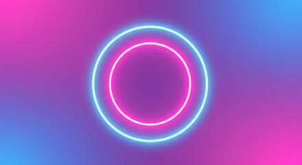 Obraz premium Vibrant Neon Light Circles on Gradient Background Abstract Design Pink and Blue Hues