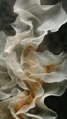 Fototapeta premium A long, flowing white fabric with a yellowish tint