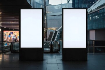 Blank digital screen sign mockup in the urban environment, empty space to display your advertising or branding campaign