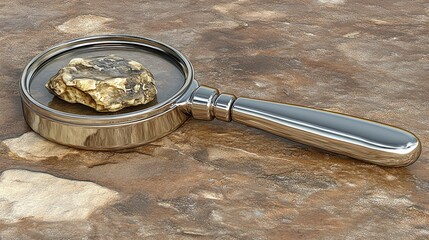 Magnifying Glass Examining a Rock on a Stone Surface - Exploration or Geology Study