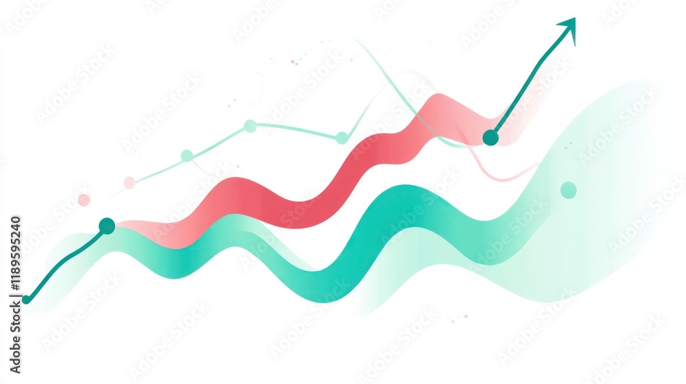 Poster Abstract wavy lines graph showing growth and progress.