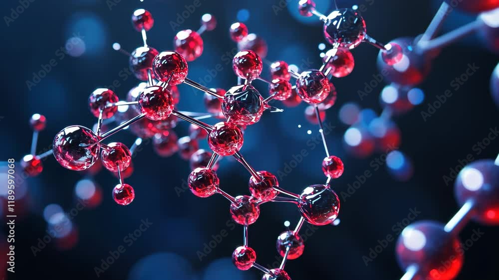 Poster molecule in augmented reality with vibrant colors and dynamic interaction, beautiful colorful marine