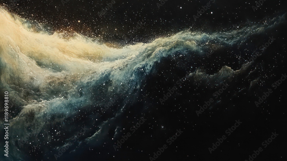 Poster Cosmic nebula with swirling gas and dust clouds in deep space.