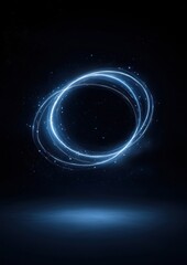 Fototapeta premium Digital art piece that appears to be a digital illustration of a ring of light. the ring is made up of multiple thin, curved lines that are glowing blue in color.