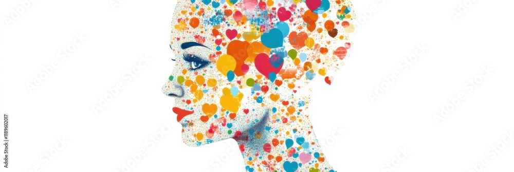 Aufkleber colorful icons form a vibrant stylized human face highlighting creativity and expression in modern a