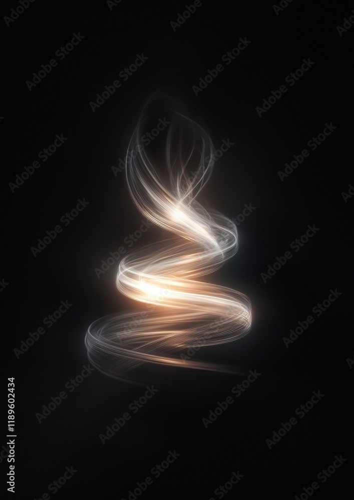 Poster abstract digital art piece with a black background. in the center of the image, there is a spiral-li