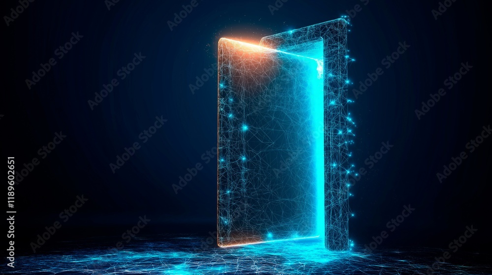Wall mural abstract background with glowing lines and dots