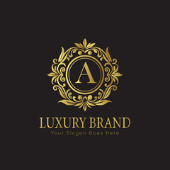 Obraz premium Luxury Ornate Letter Logo with Floral Frame 