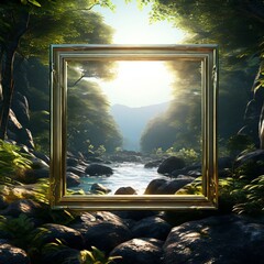 Fototapeta premium abstract background of golden frame