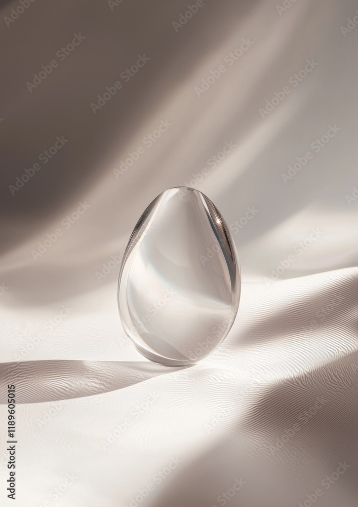 Poster close-up of a transparent sphere on a white surface. the sphere appears to be made of glass or a sim