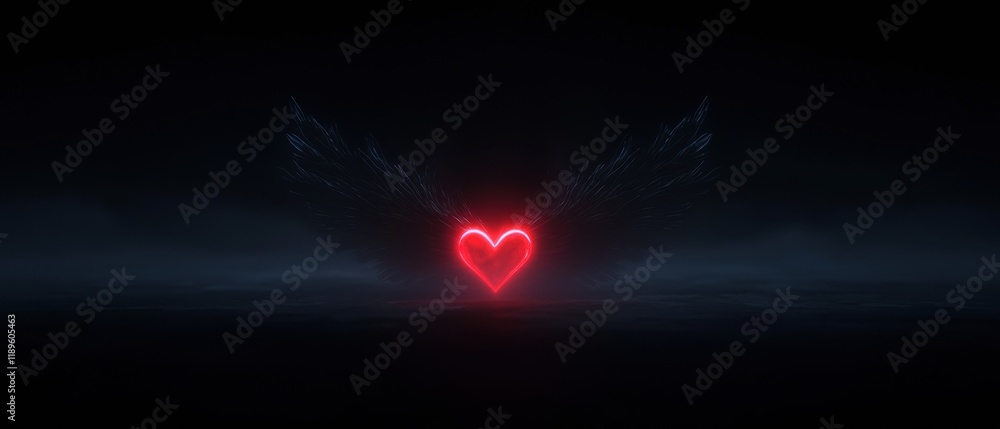 Aufkleber digital art piece that appears to be a photograph of a heart with wings. the heart is in the center 