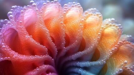 A spiral of rainbow colors with an intricate design