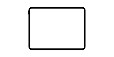 A tablet blank screen mockup without background