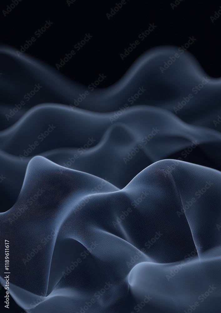 Poster abstract digital art piece that appears to be made up of wavy lines that create a sense of movement 