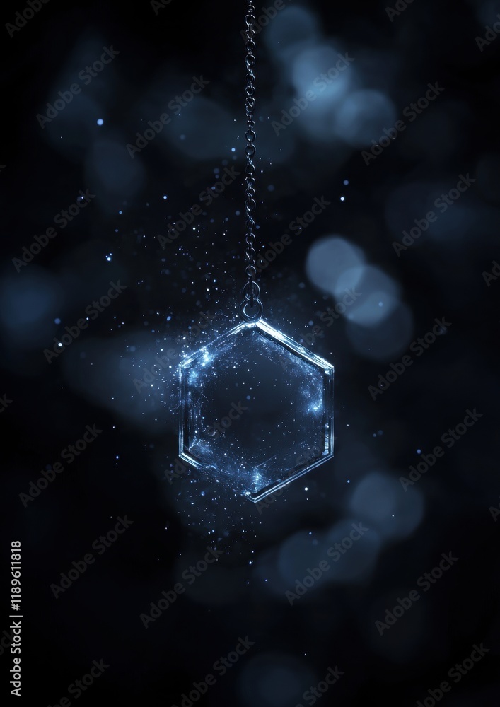 Aufkleber digital illustration of a crystal pendant hanging from a silver chain. the pendant is in the shape o